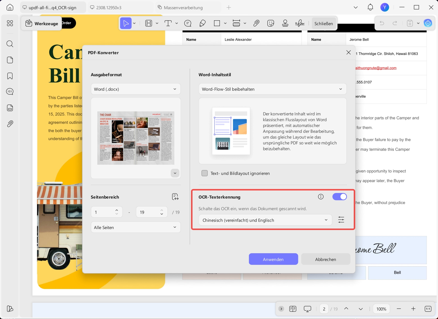 PDF in Word stapelweise anwenden