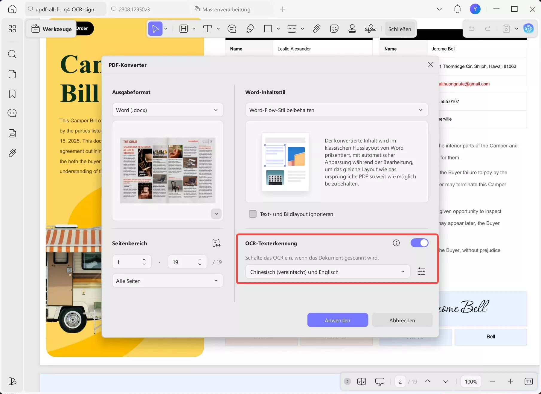 PDF in Word stapelweise anwenden