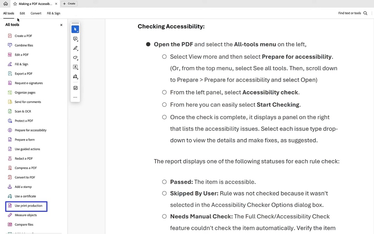 navigate to use print production