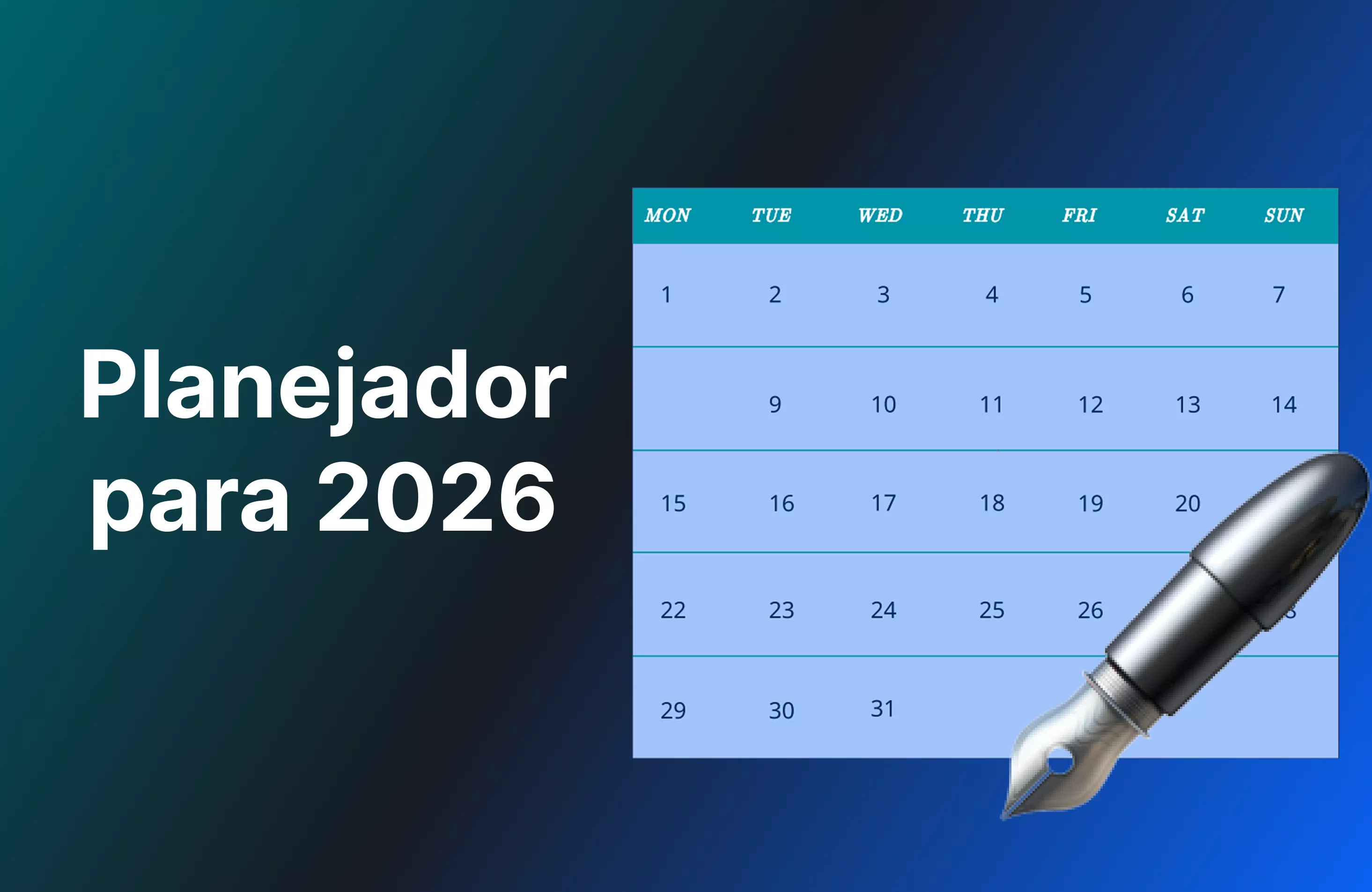 Planejador em PDF Gratuito para Imprimir e Personalizar para 2026