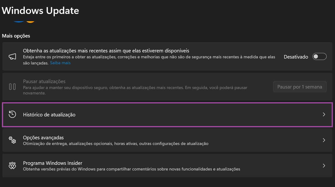 desinstalar a atualização