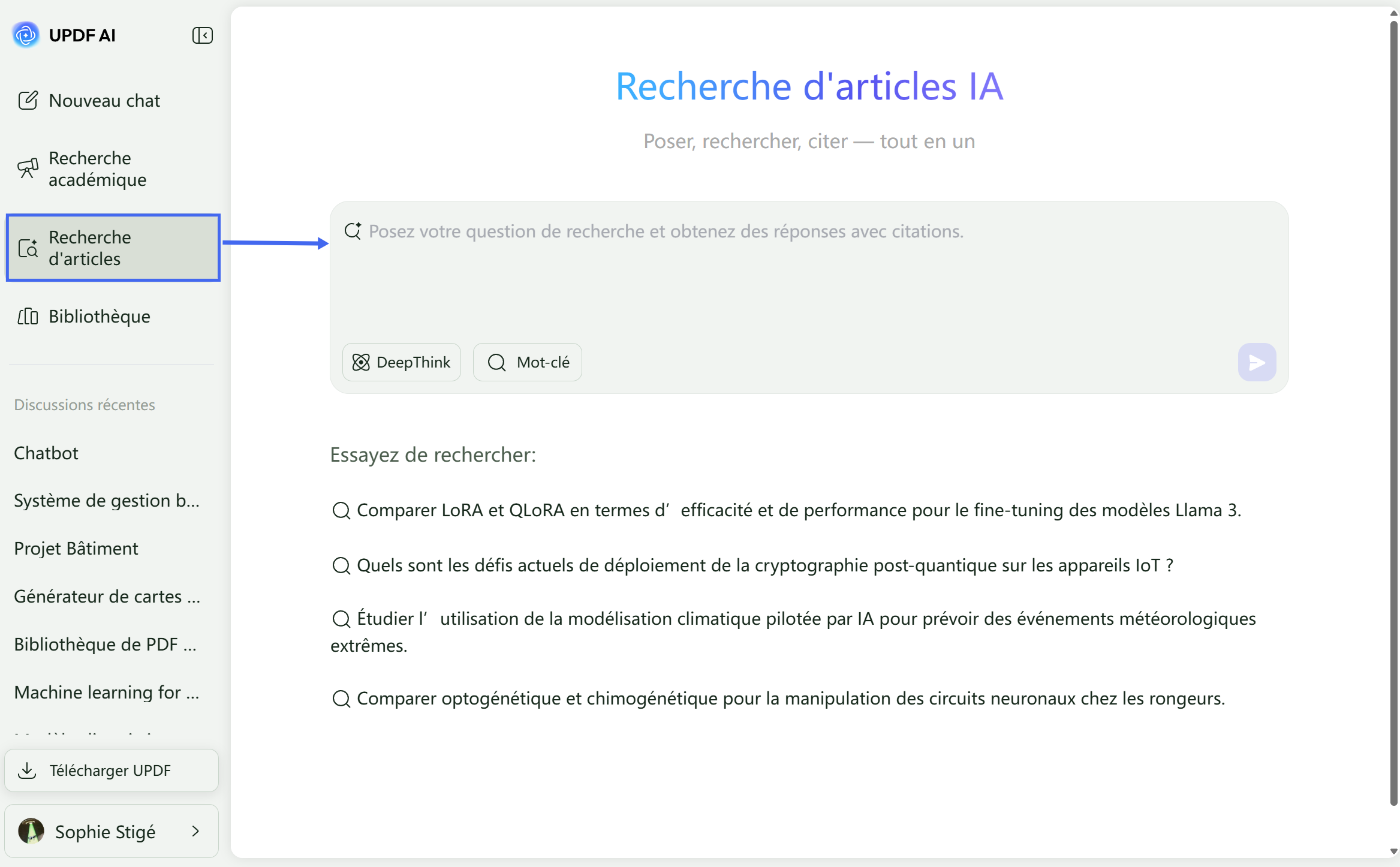 recherche d'articles