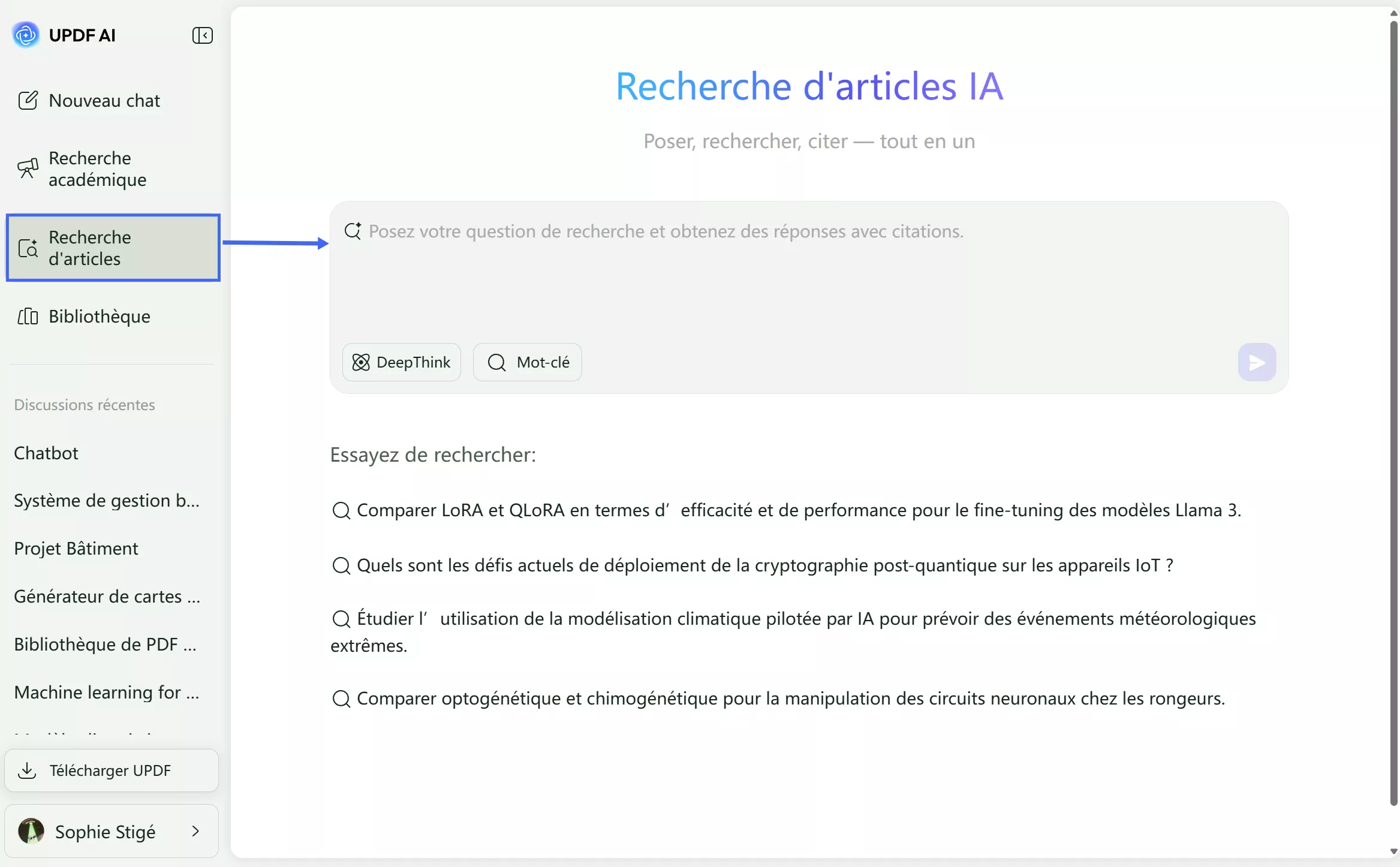 recherche d'articles