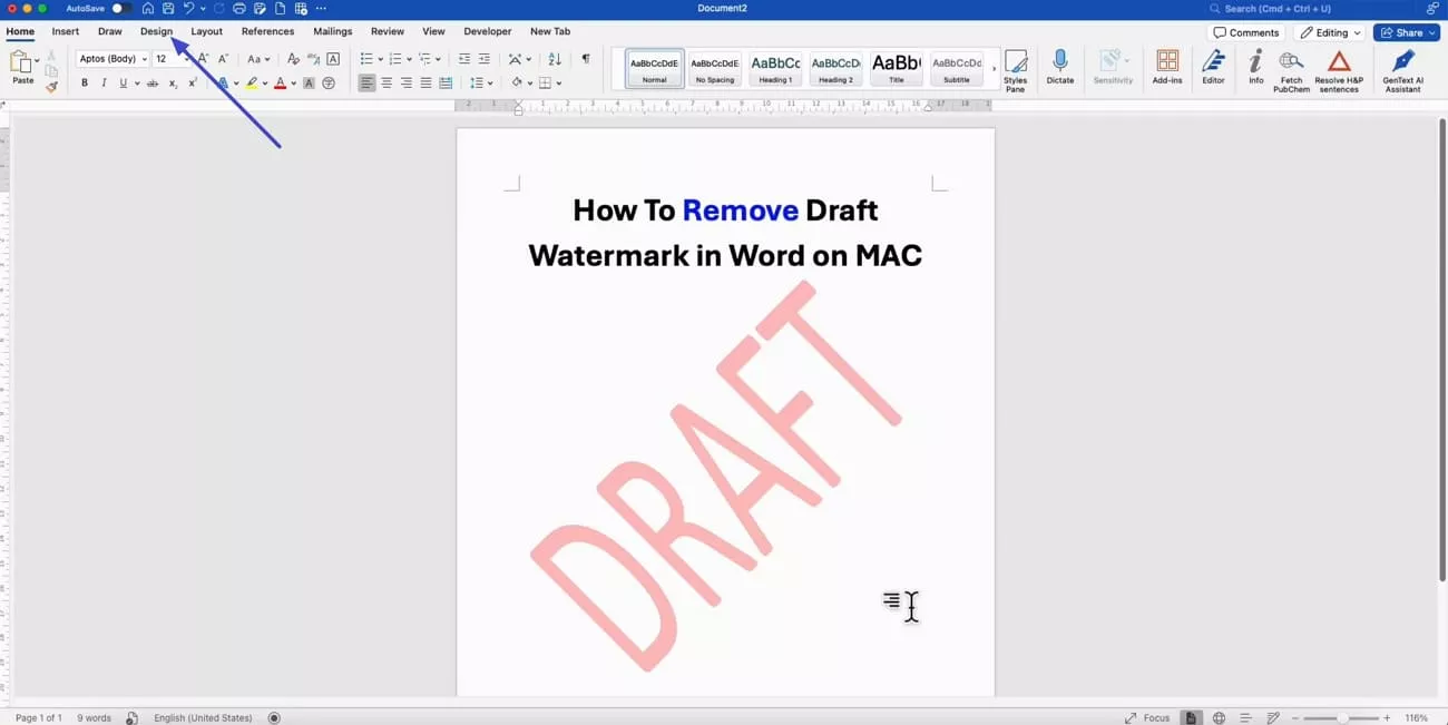 access design tab word mac