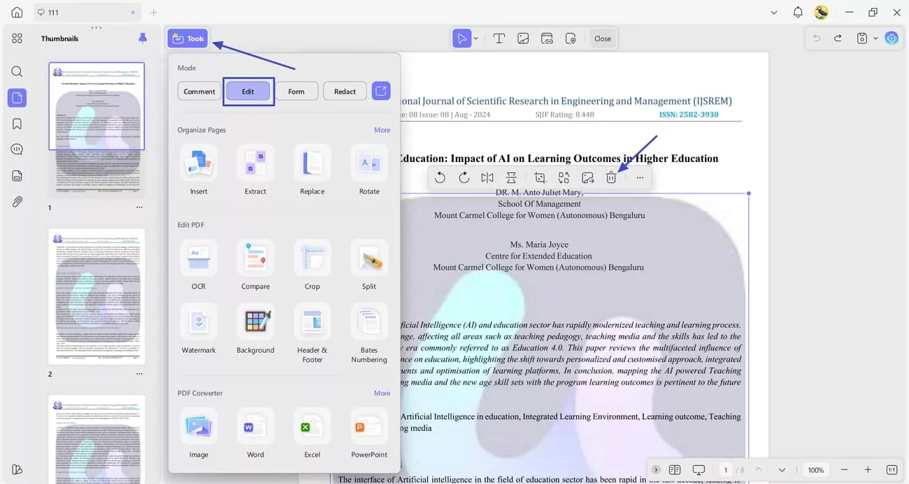 choose image watermark delete updf