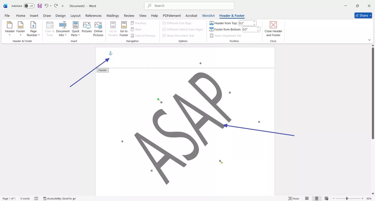 windows delete watermark header method