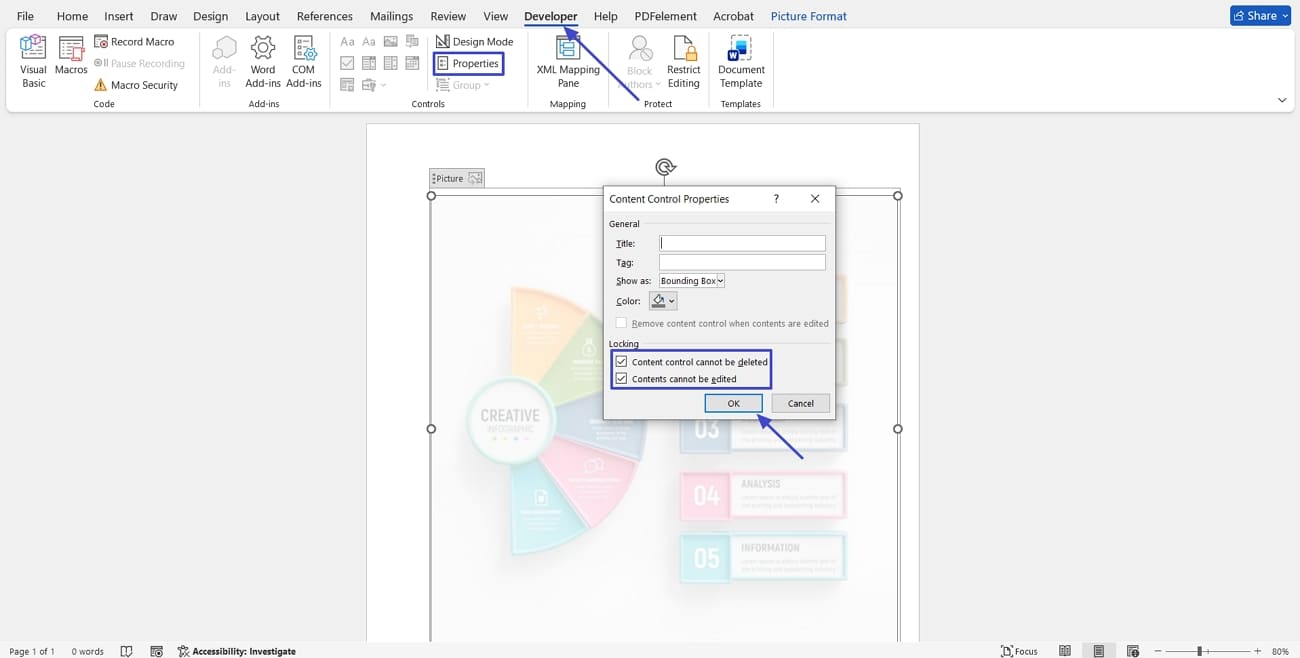 access developer setting word delete watermark