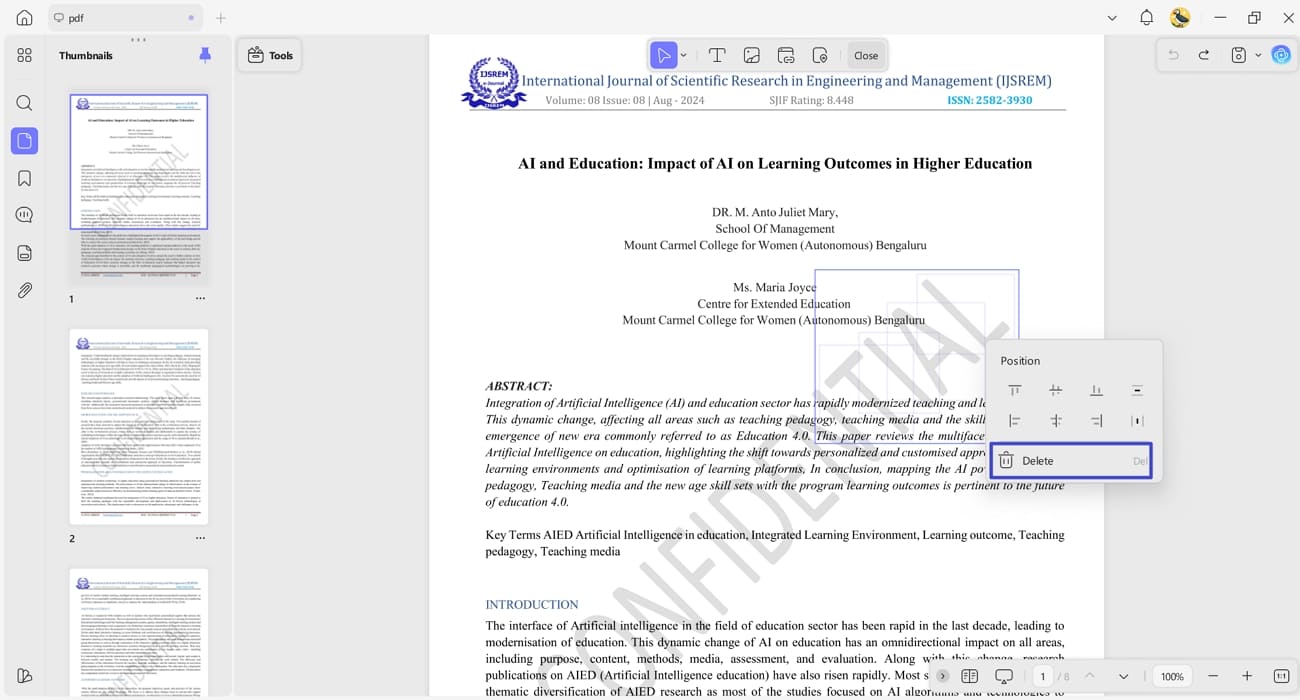 select delete text watermark pdf
