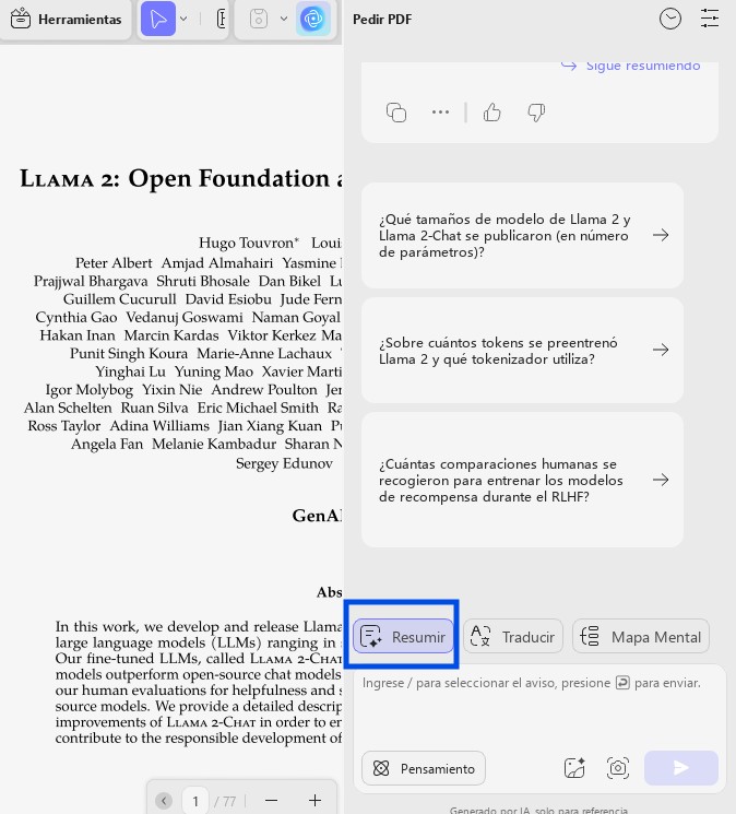 Vista previa del análisis de estados financieros con UPDF AI