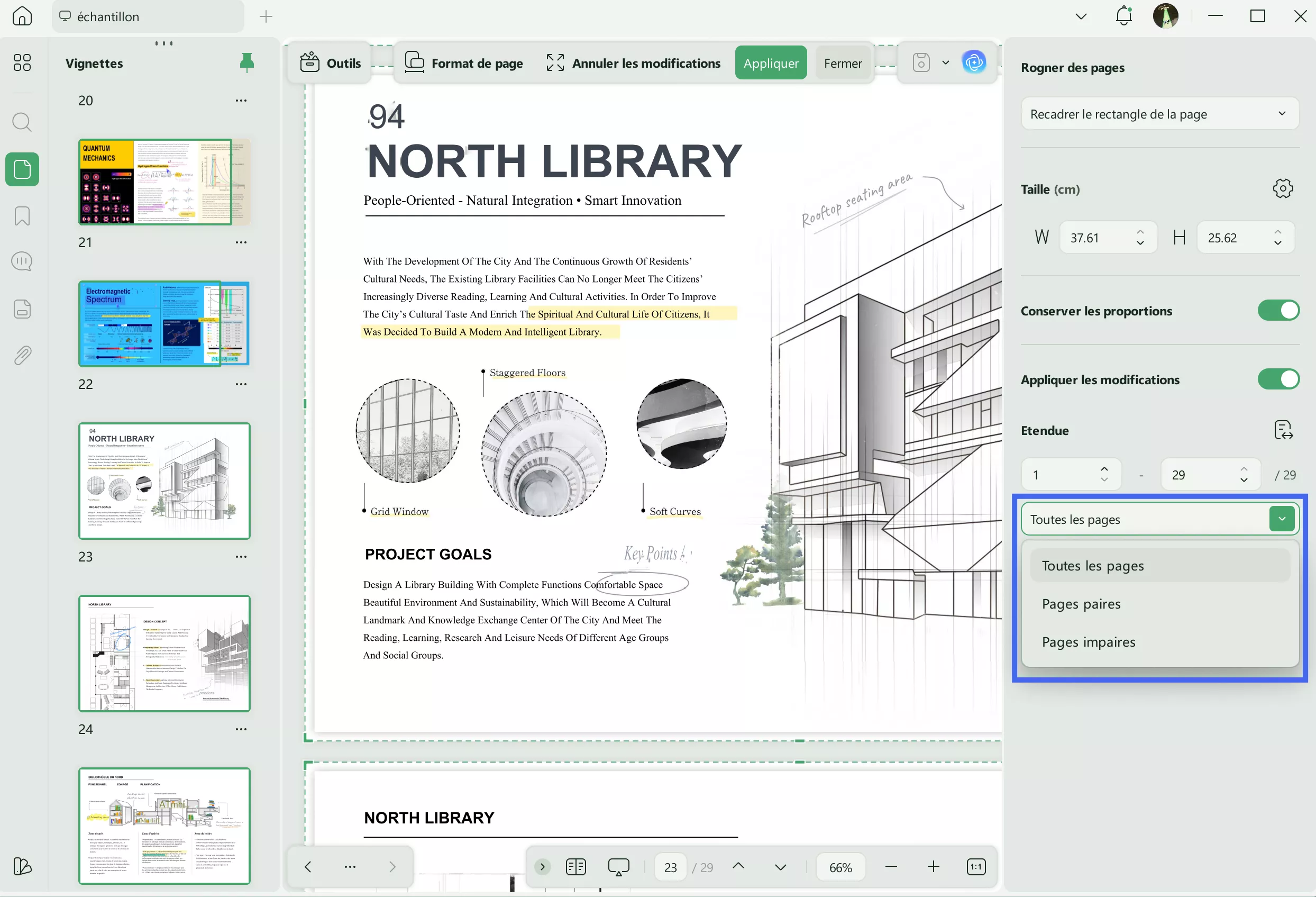 Appliquer les modifications de recadrage au PDF