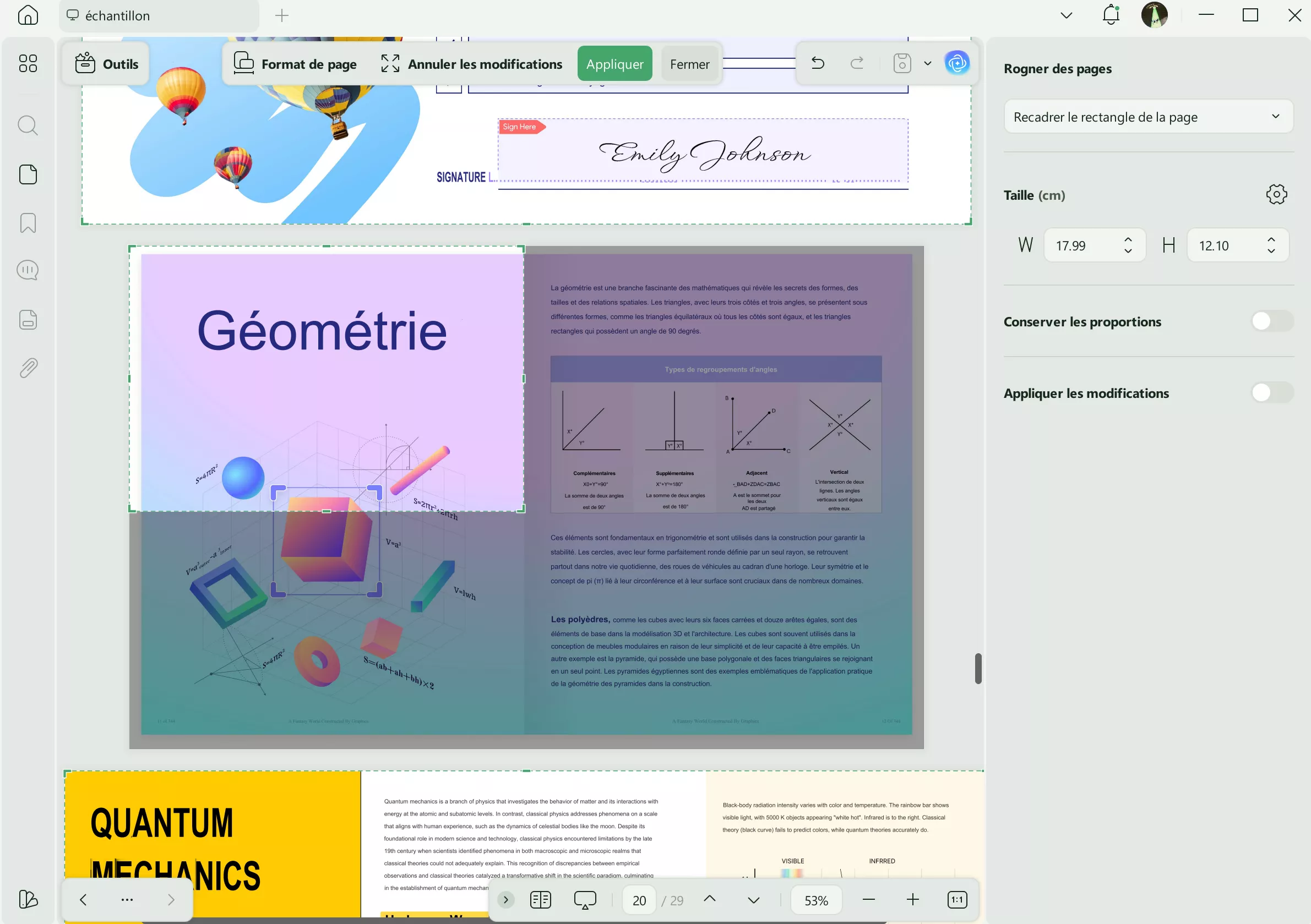 diviser une page de mots en 4 pages fractionnées