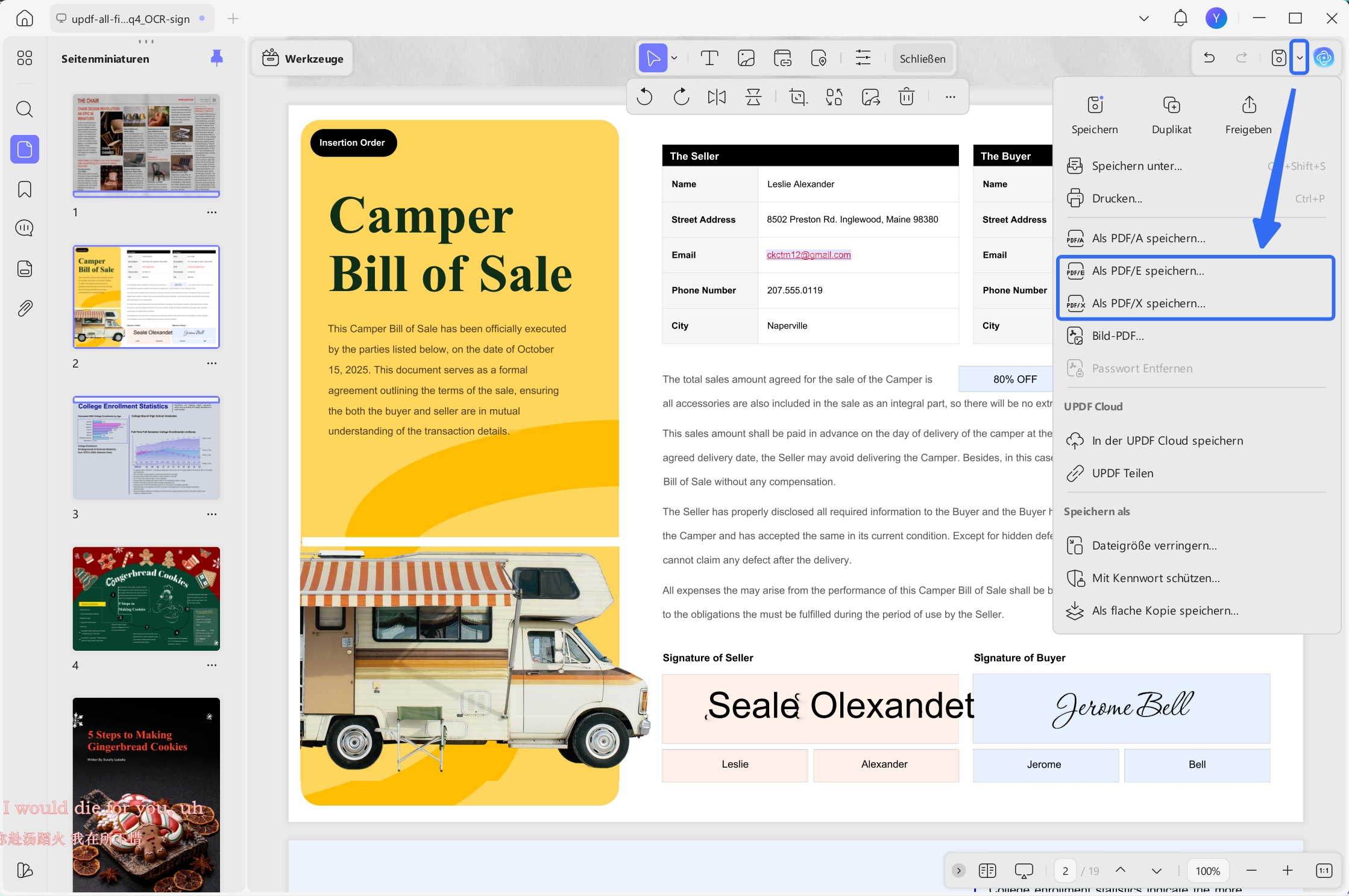 save pdf in pdfe and pdfx