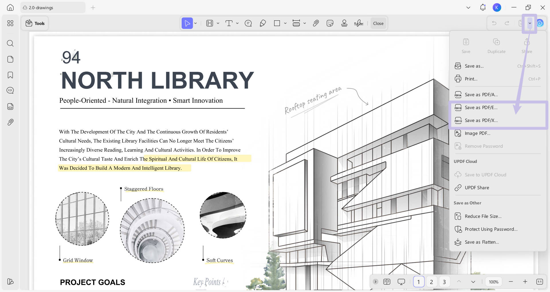 save pdf in pdfe and pdfx