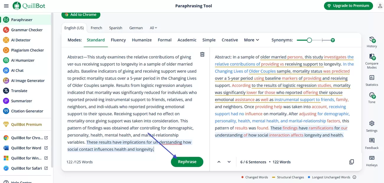 use scribbr paraphrase content