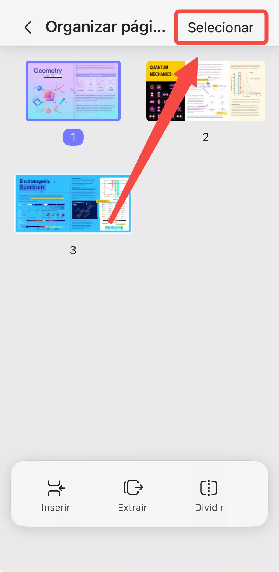 dividir com seleção múltipla 