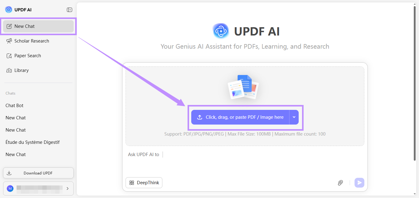 upload files to new chat