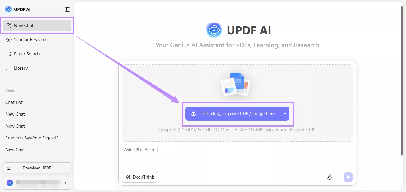 upload files to new chat