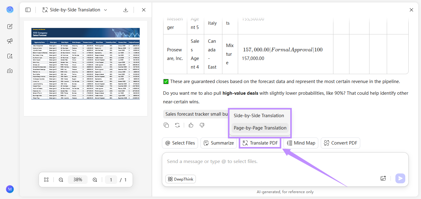 pdf translation modes