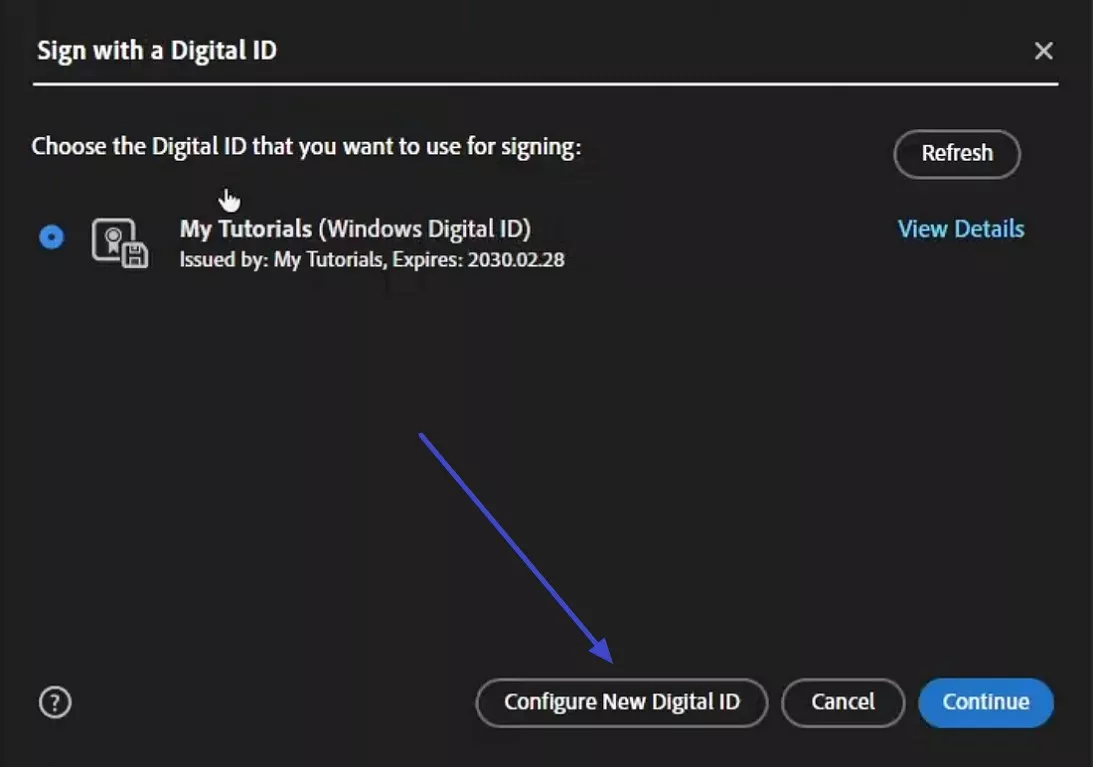 press configure new digital id