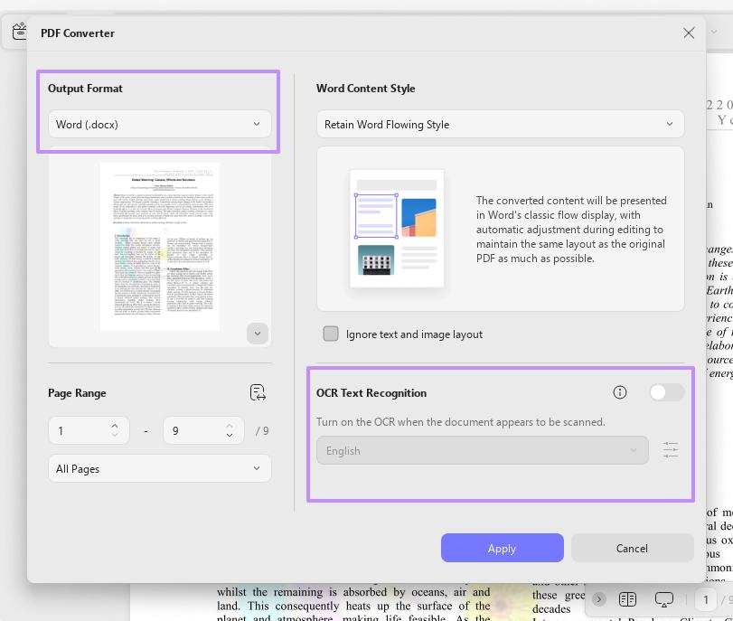 the ocr text recognition feature