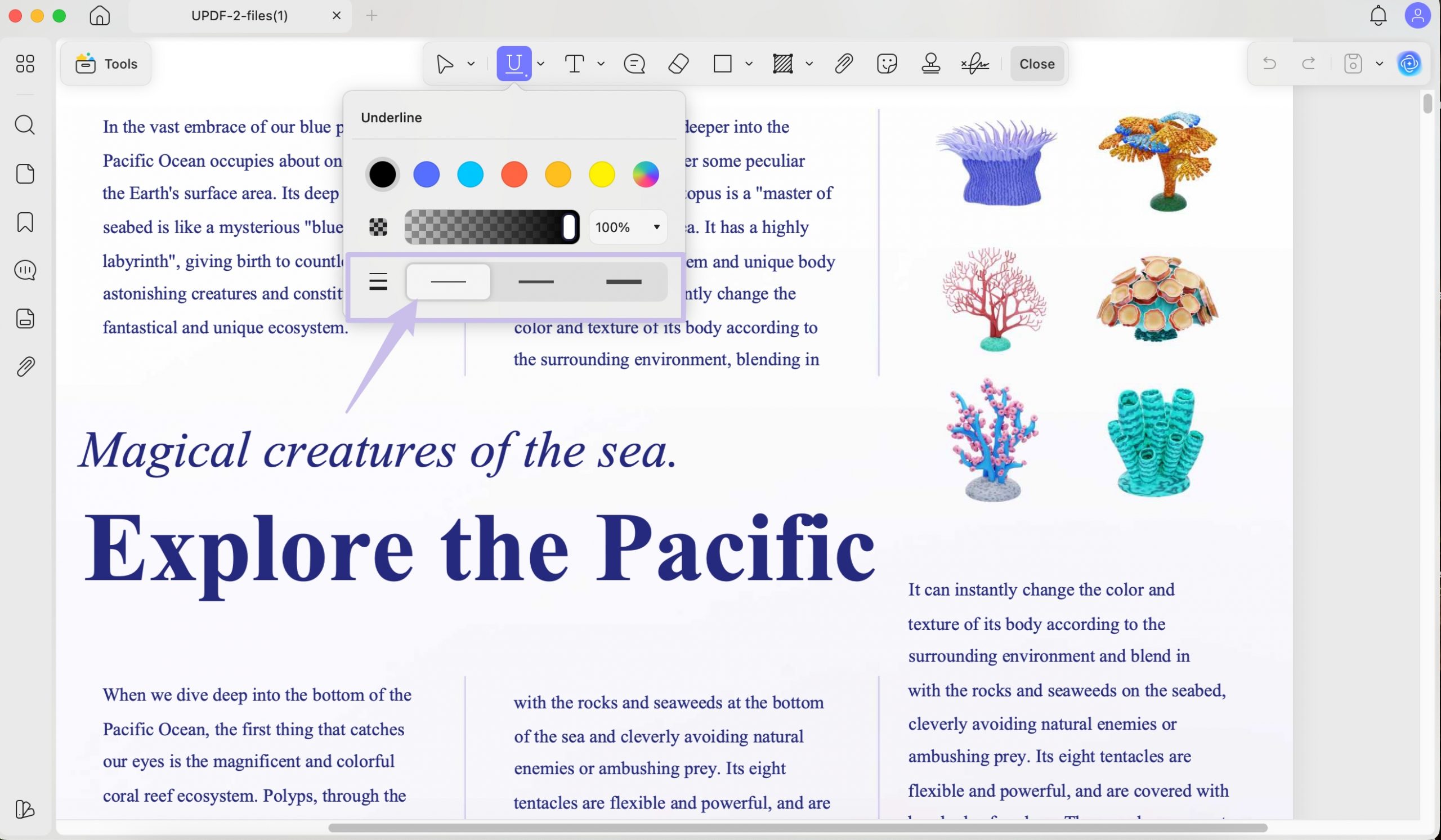 thickness settings for annotation