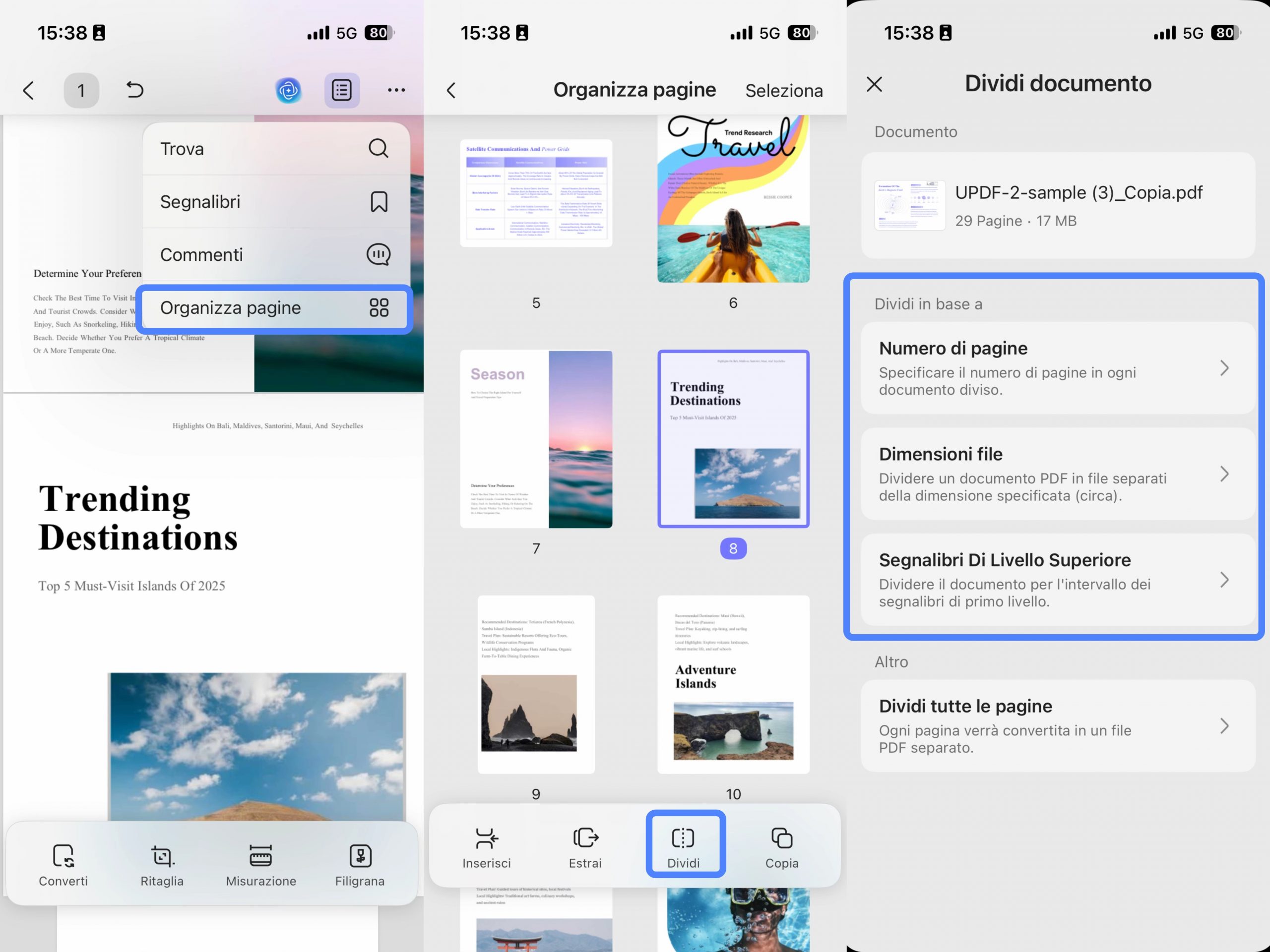 access split pages ios updf