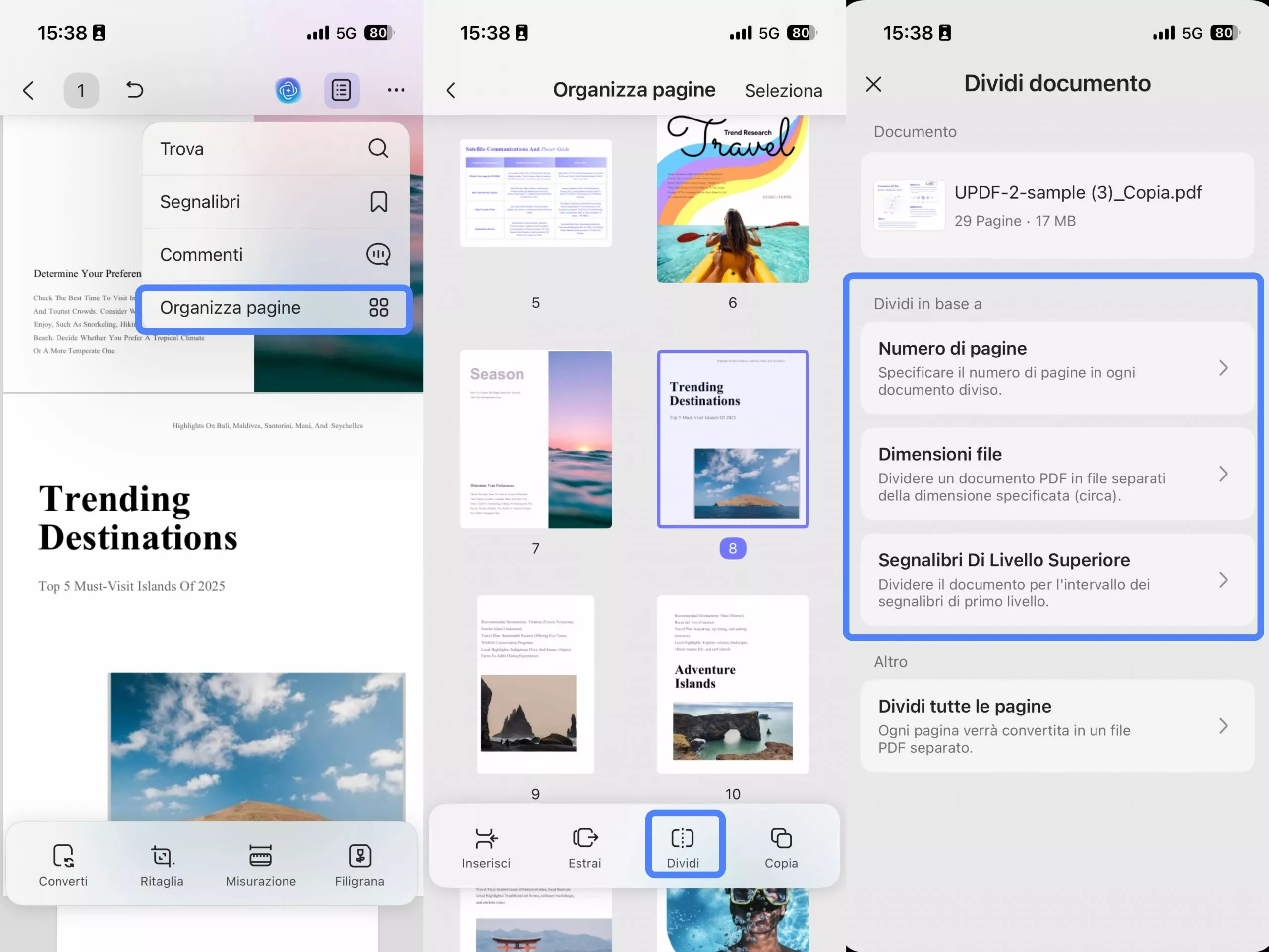 access split pages ios updf
