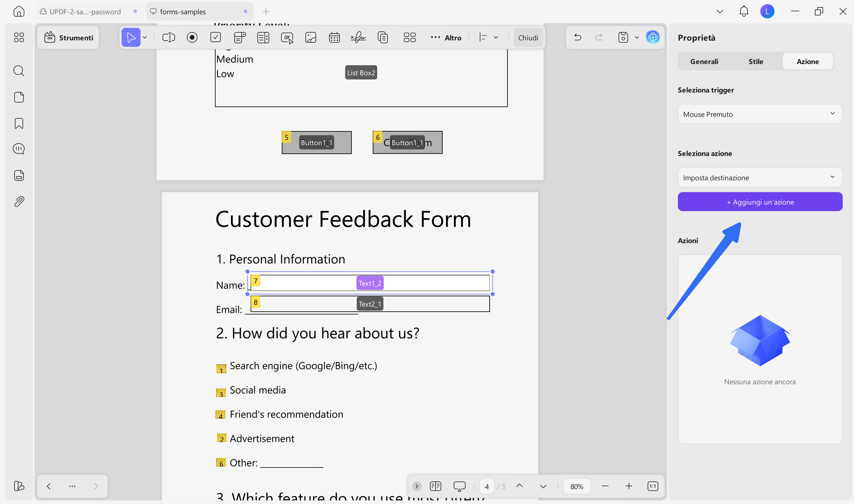Link to a pge with add button feature with updf on windows