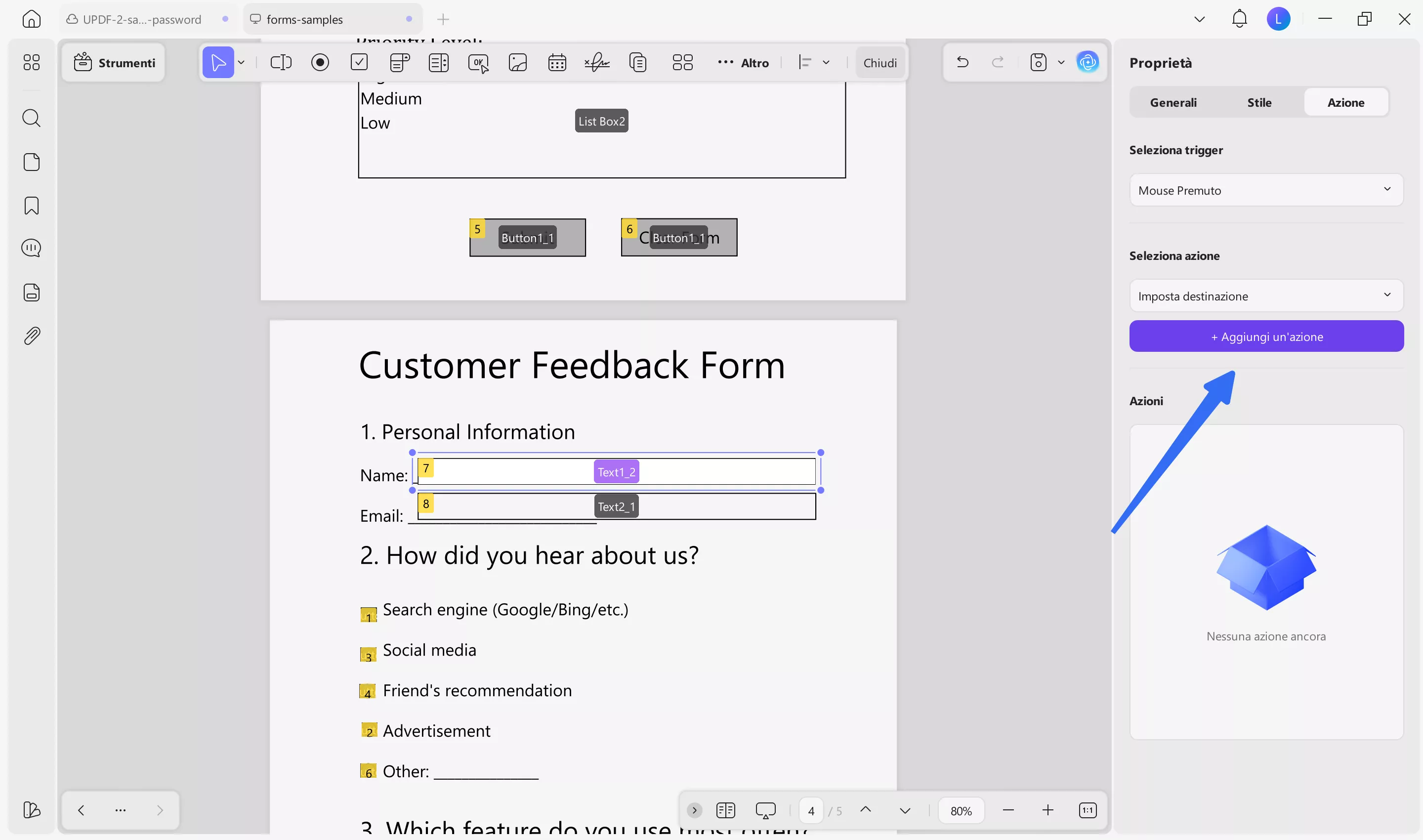 Link to a pge with add button feature with updf on windows