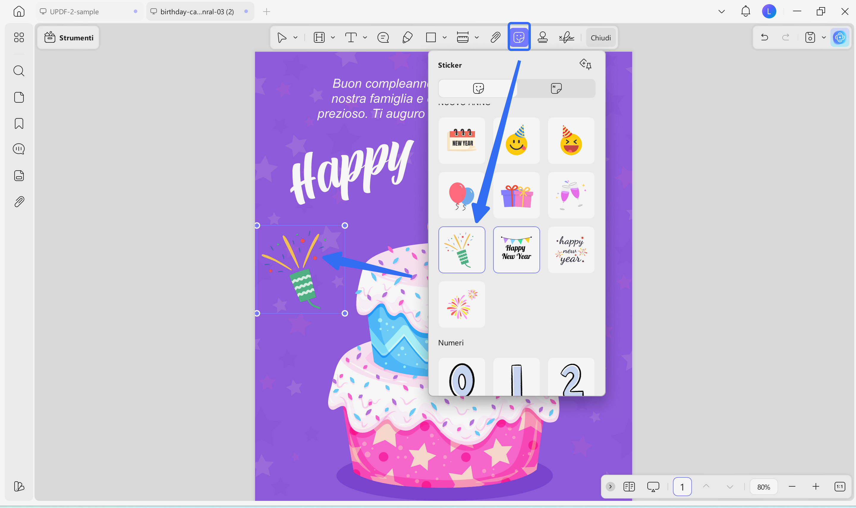add relevant sticker in template