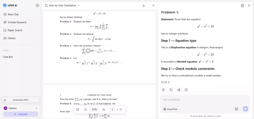 updf solve math problem