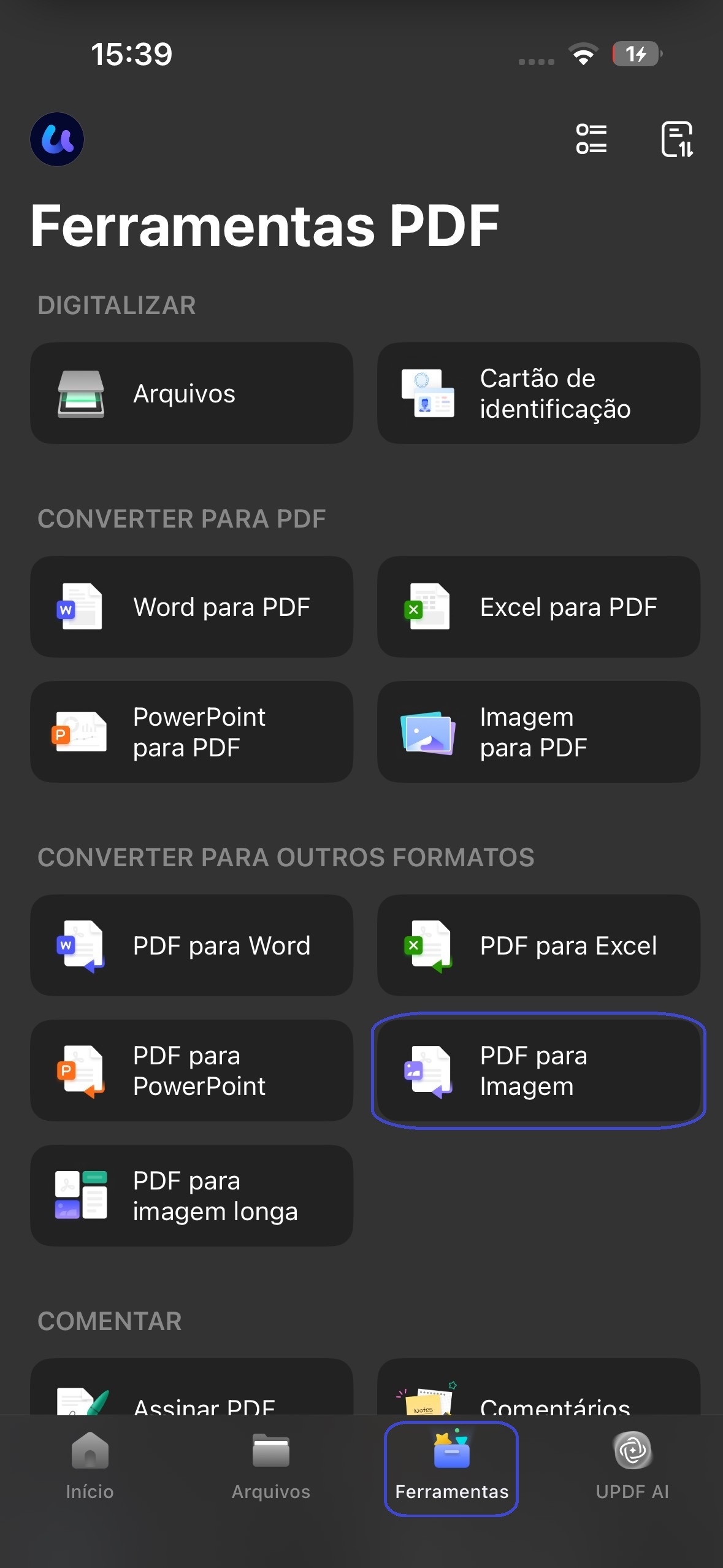 updf converter pdf no celular