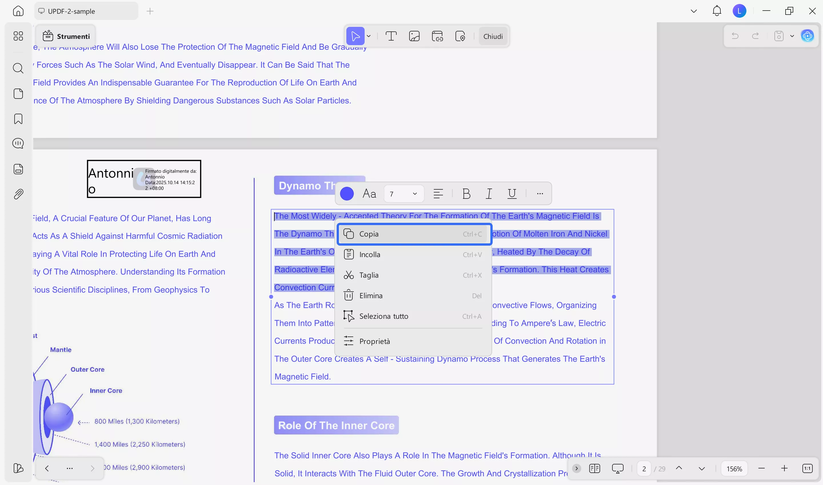 copy text in updf’s reading mode with UPDF