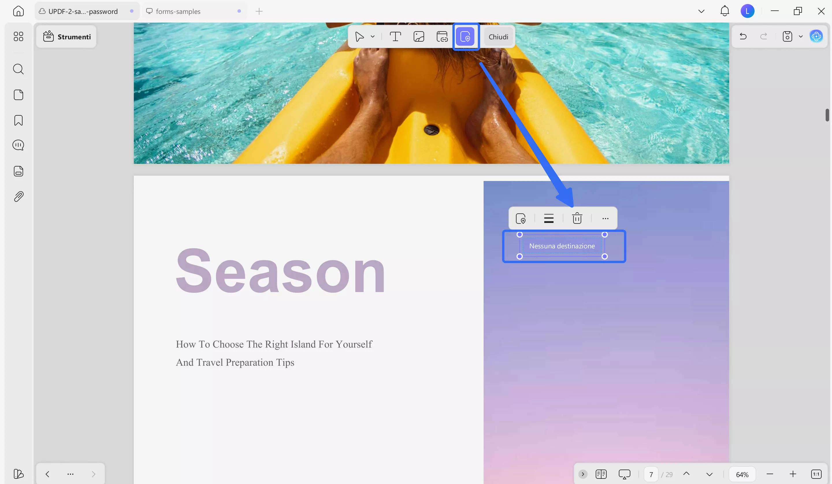 link to page updf adding link feature