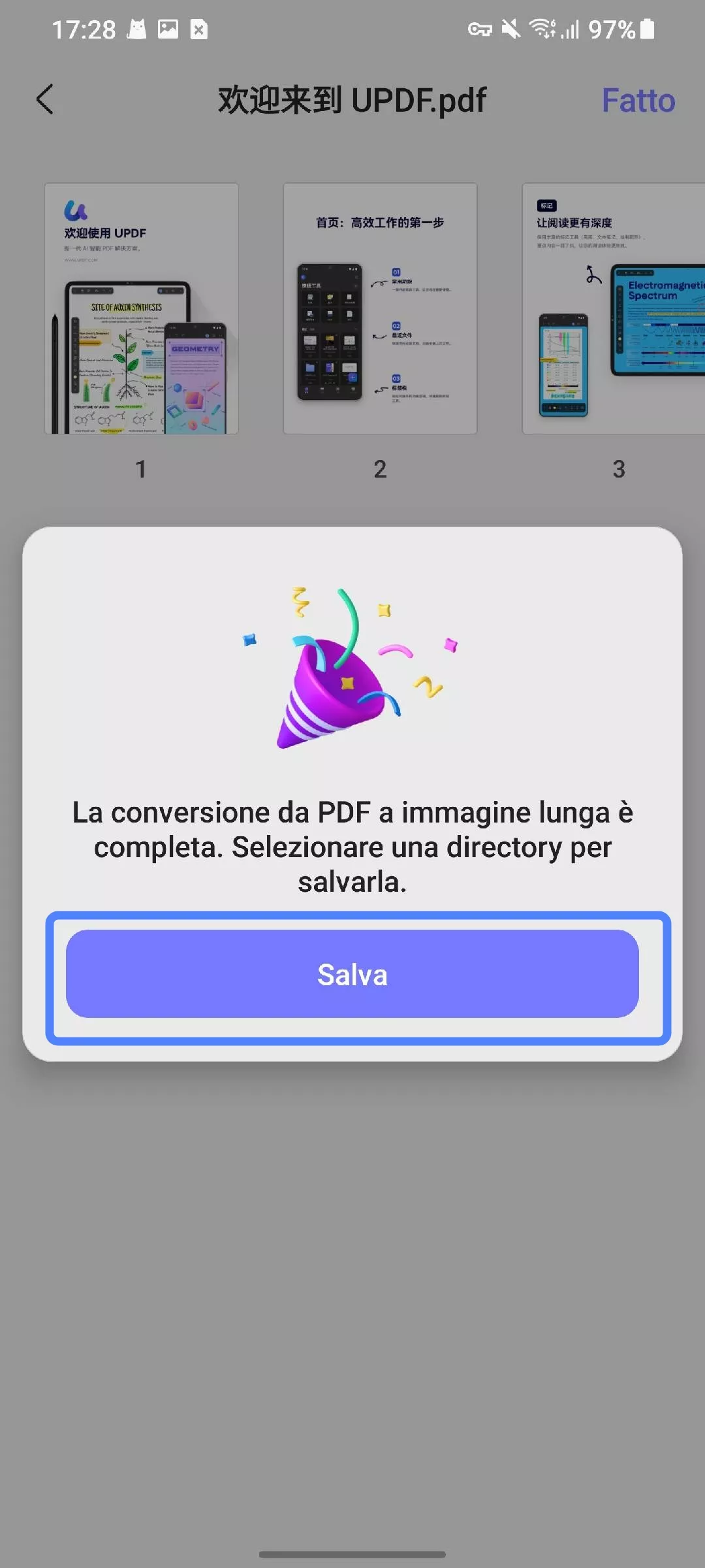 save your image file after converted from pdf updf android