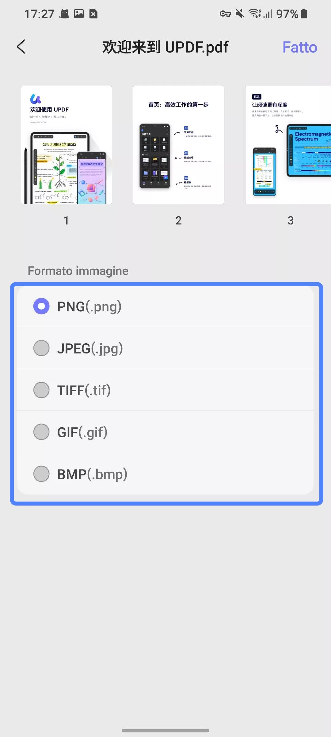 select format updf android