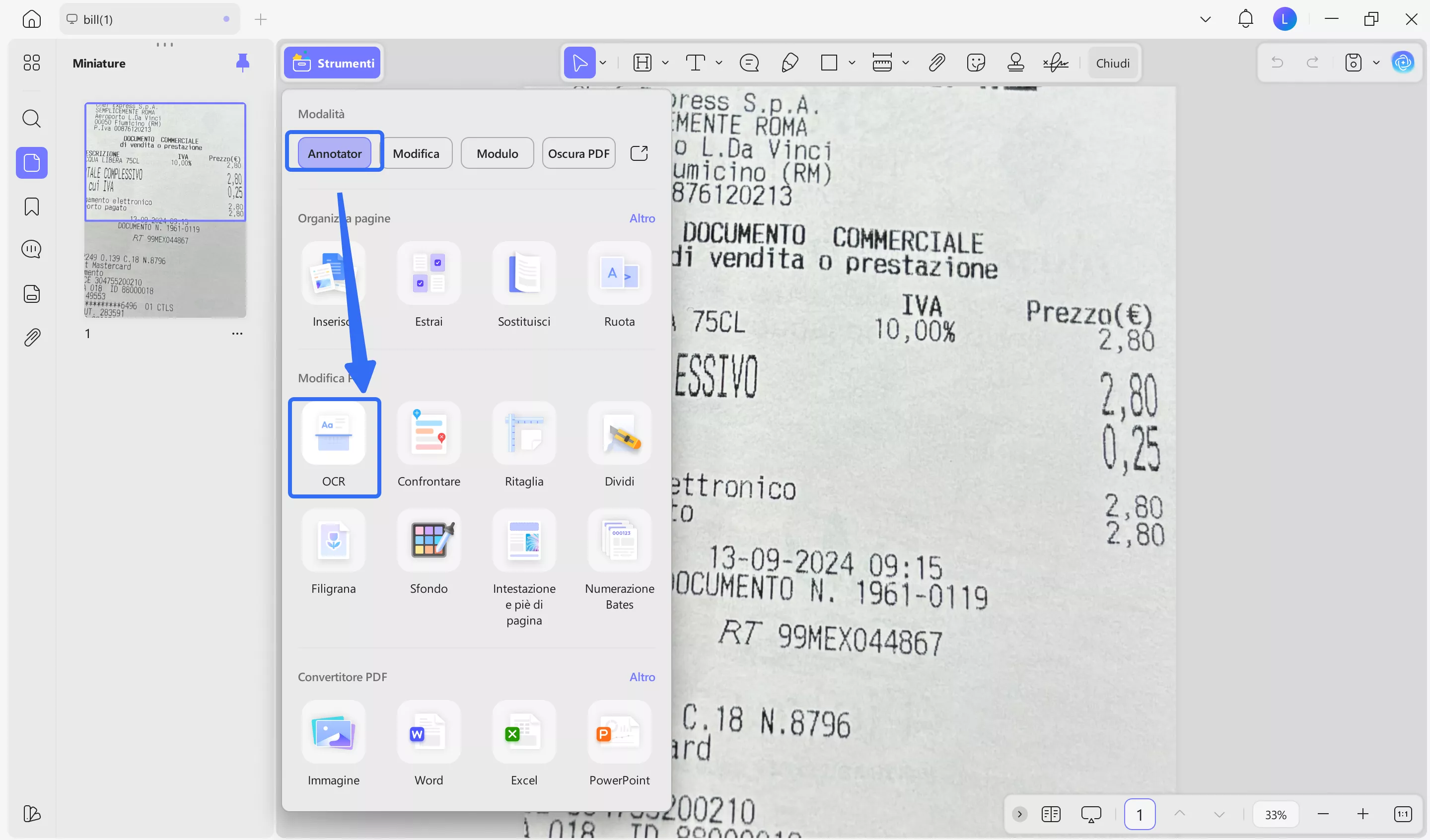 ocr bill updf windows
