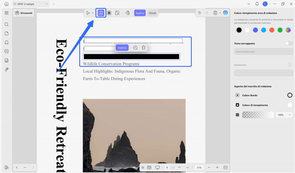 redact specific text updf windows 2
