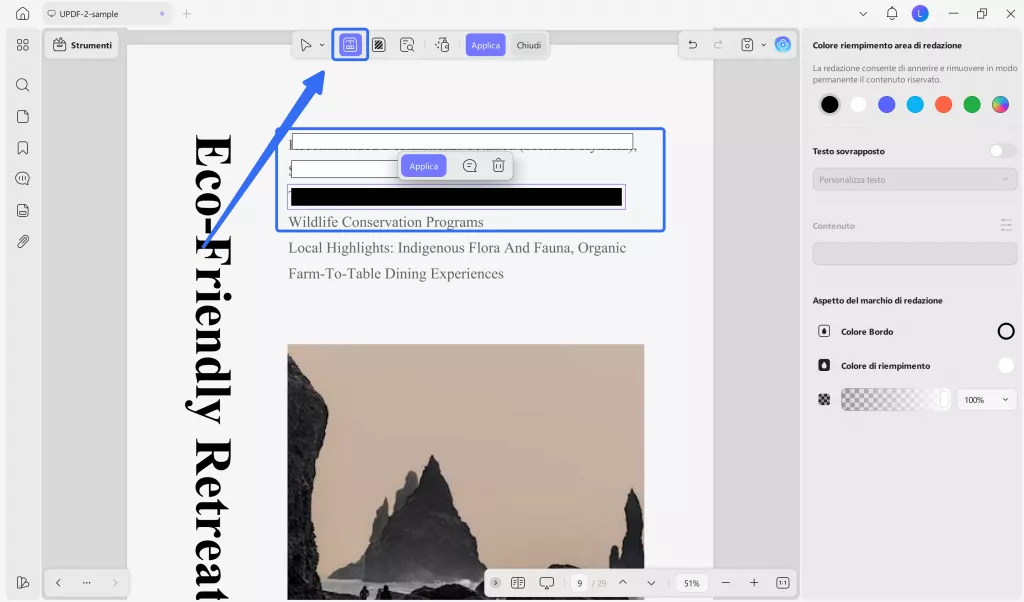redact specific text updf windows 2