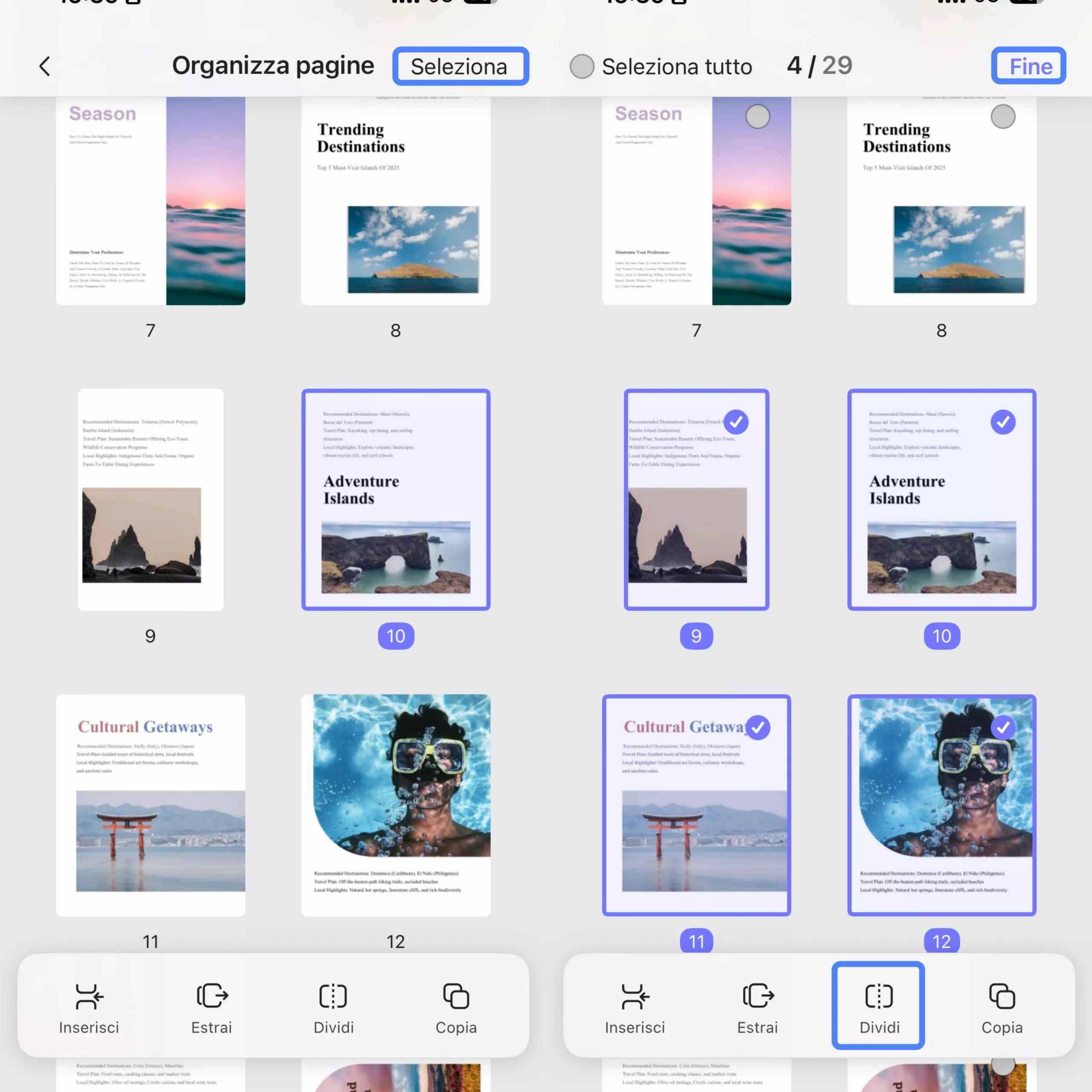 select all split pages updf