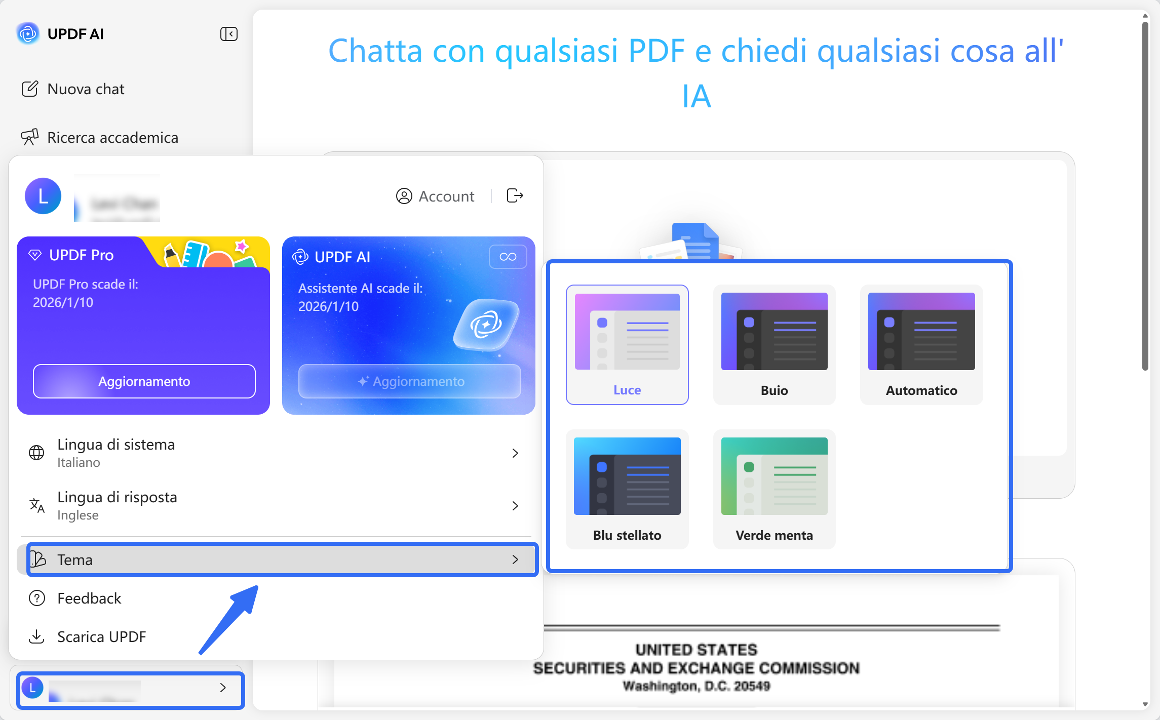 change theme color of updf ai online