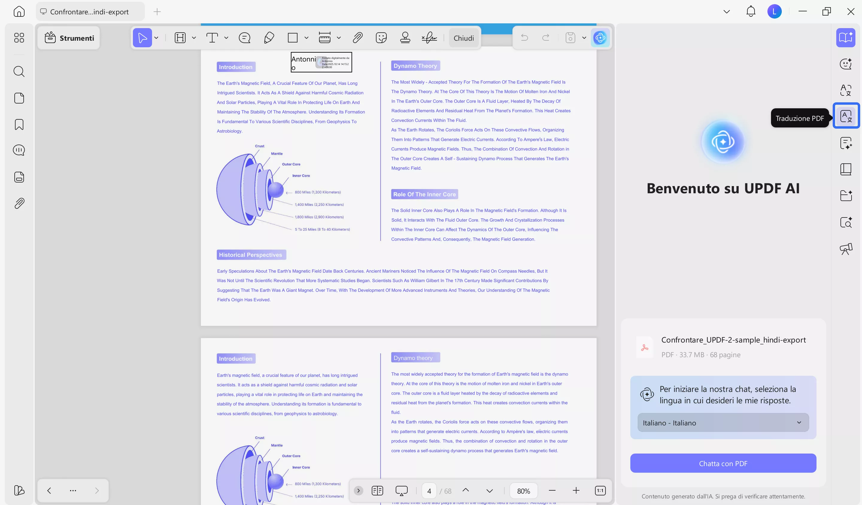 select the translation options and click translate updf windows