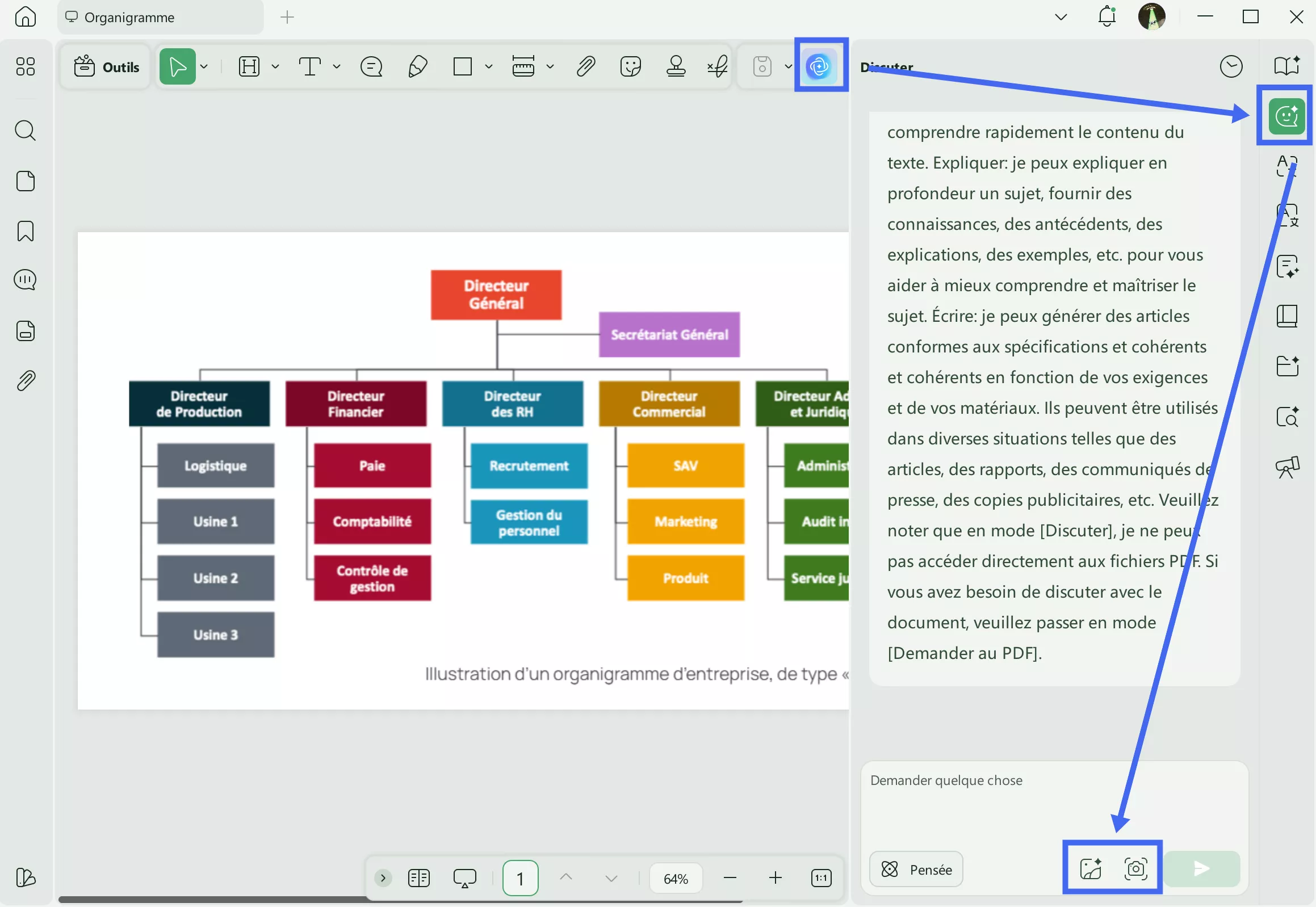 Sélectionnez le mode de chat sous updf ai