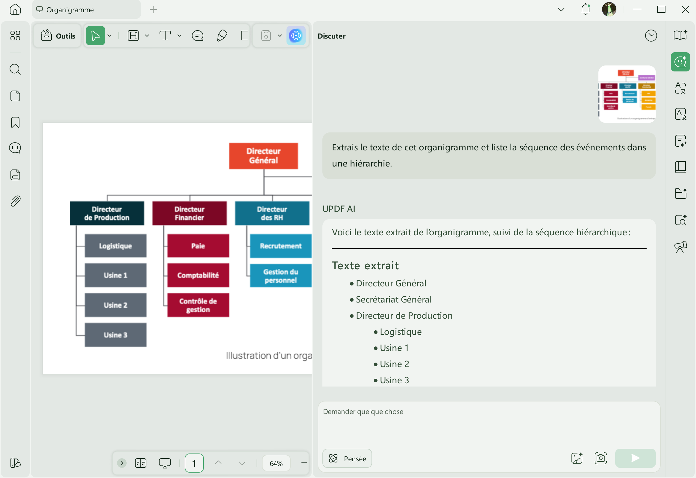 Sélectionnez le mode de chat sous updf ai