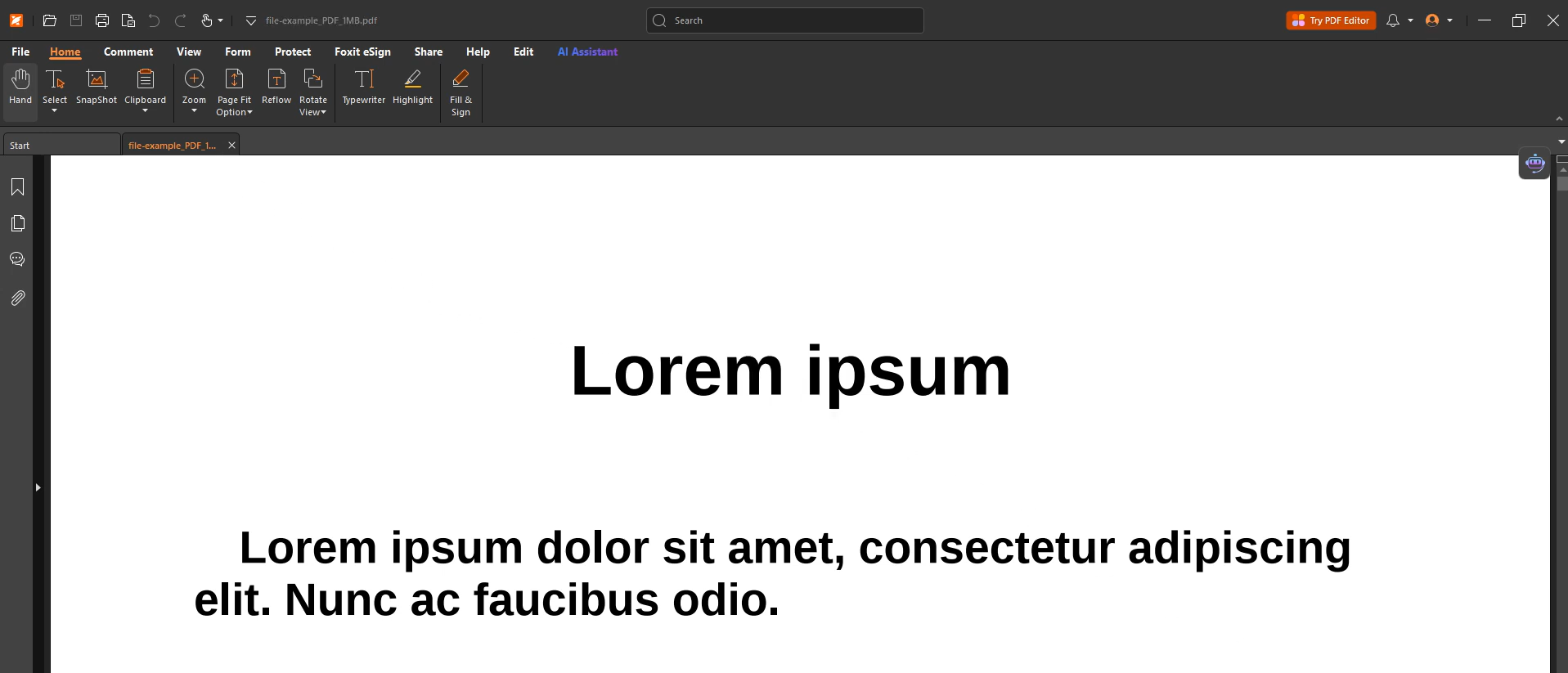 interface do foxit pdf editor mostrando as ferramentas de edição de documentos