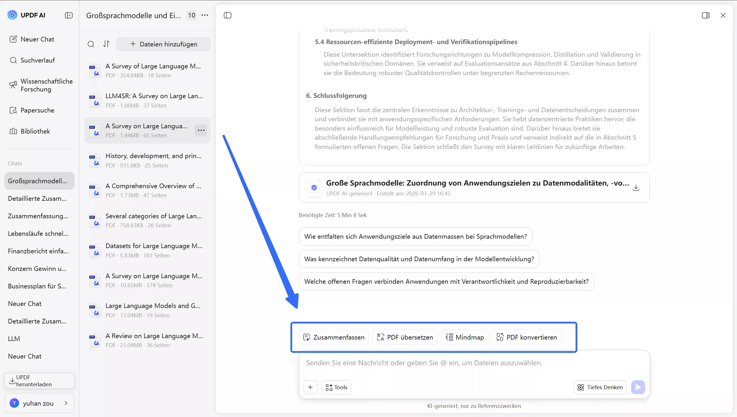 Mit dem generierten Bericht interagieren
