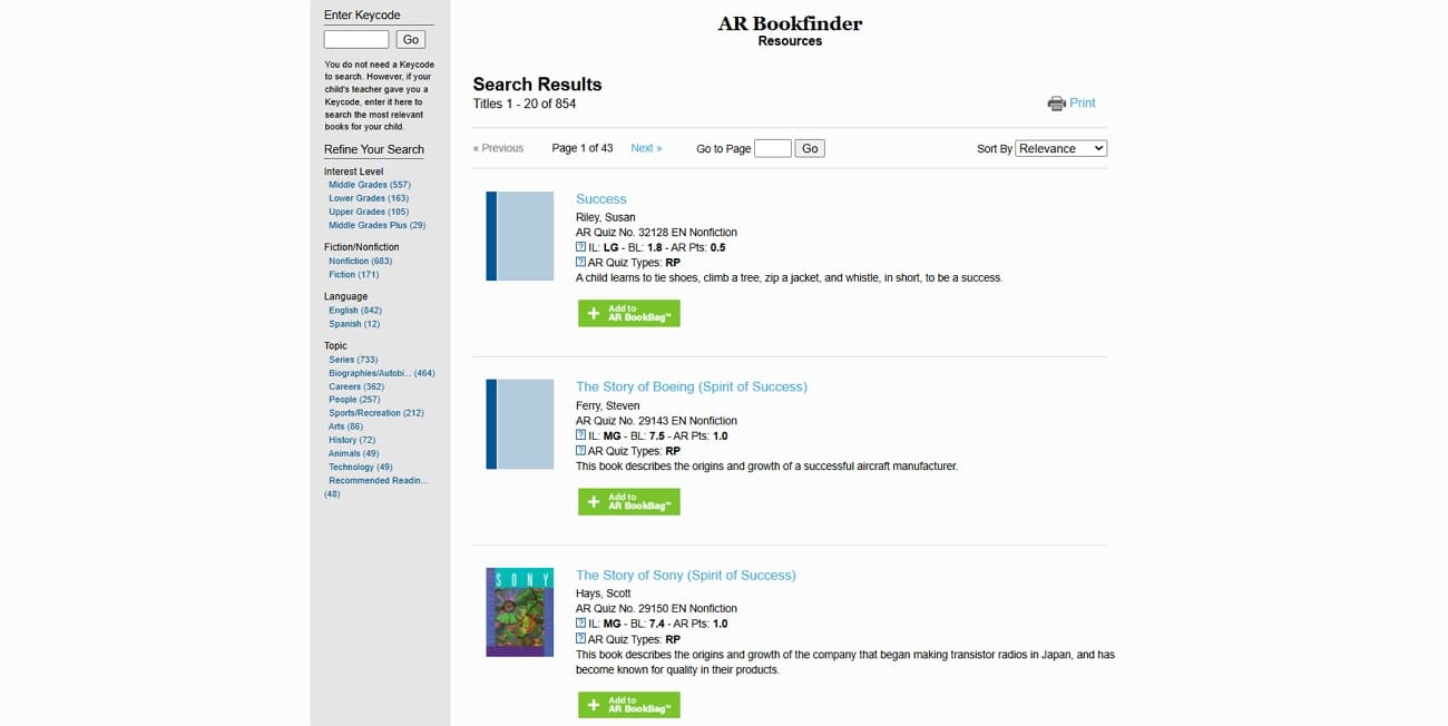  list books accelerated book finder tool