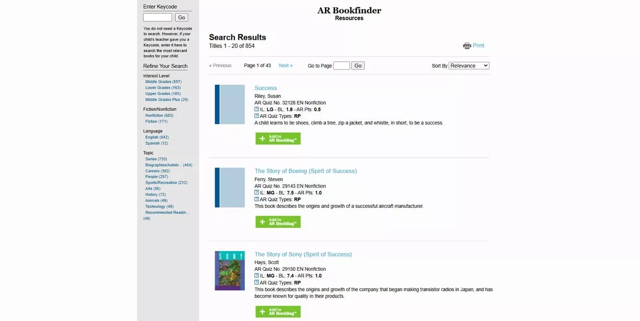 list books accelerated book finder tool