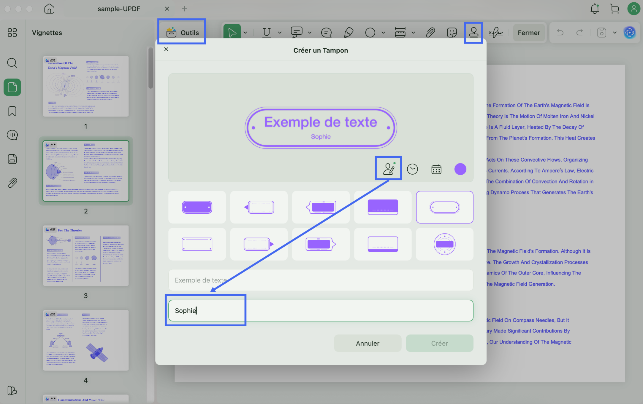 ajouter un nom d’auteur au tampon