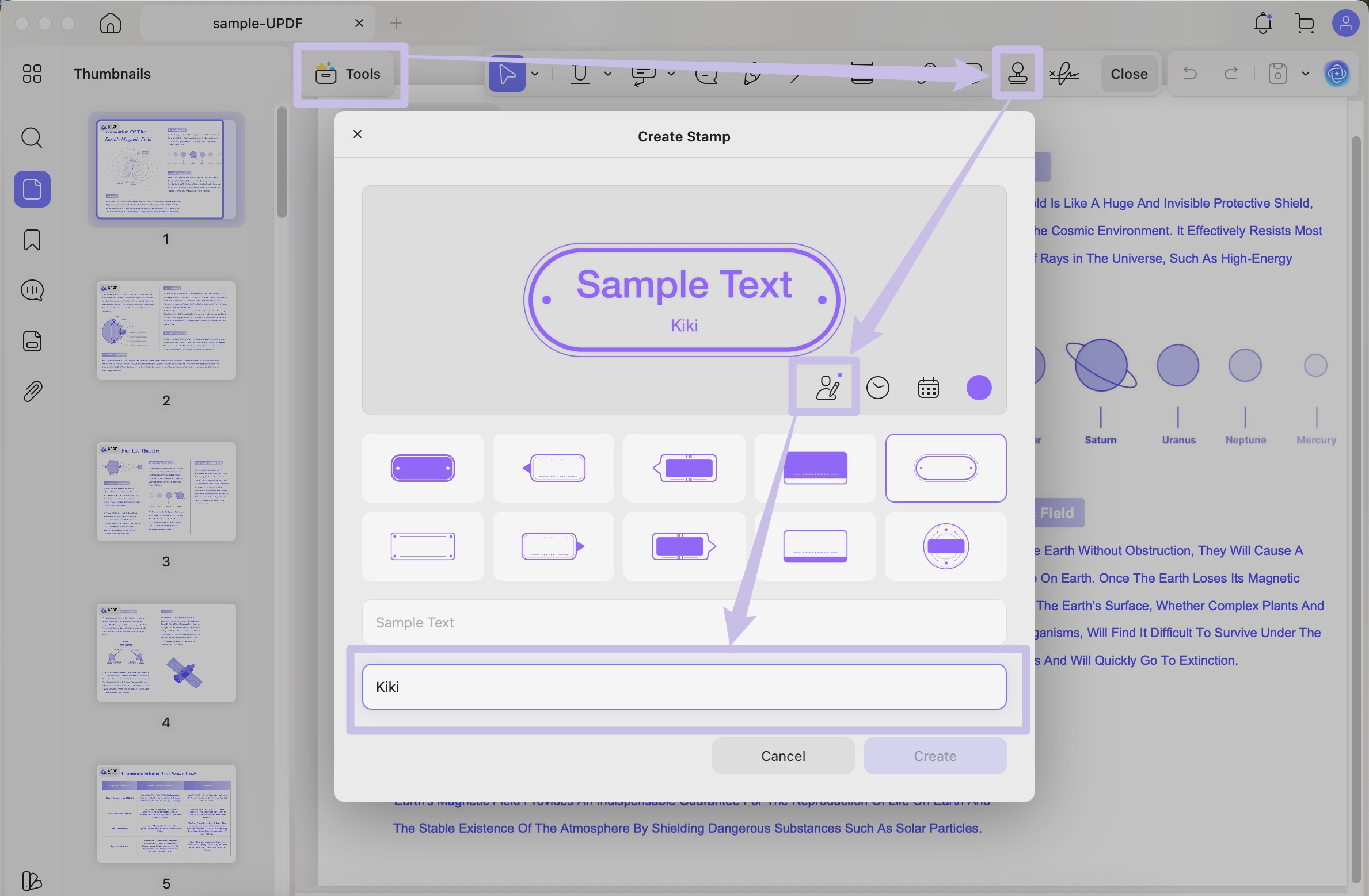add an author name for stamp
